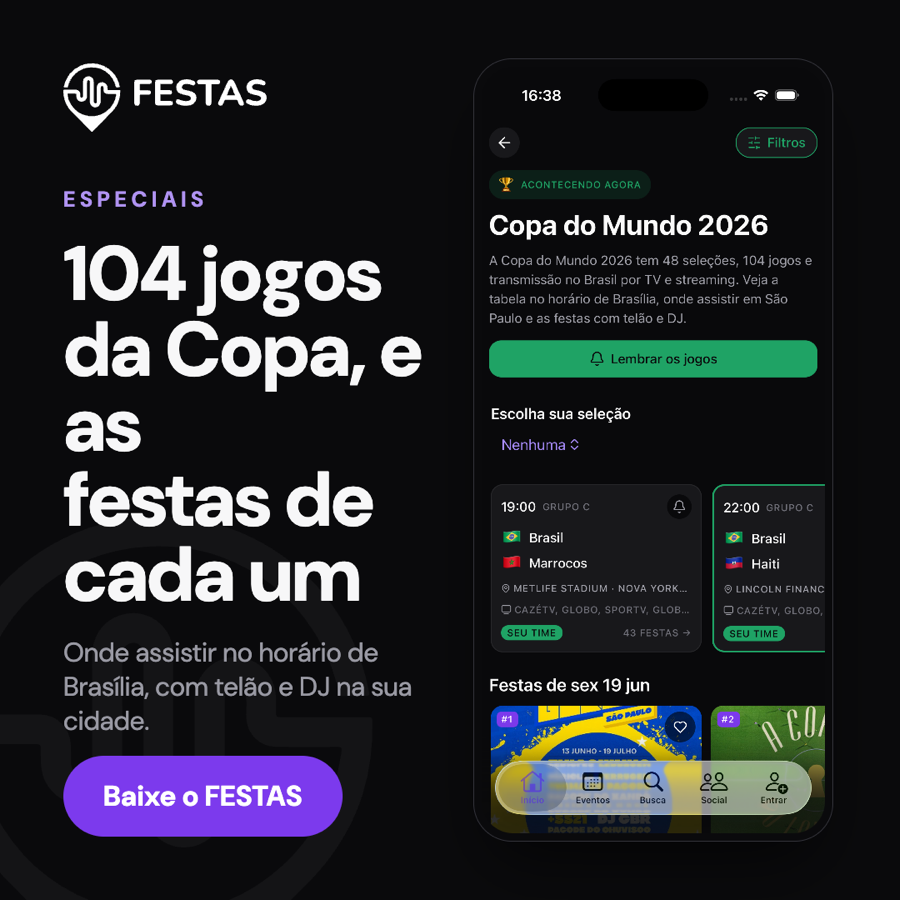 Static ad generated by the creative engine for the FESTAS app, World Cup 2026 theme