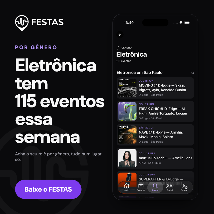 Static ad generated by the creative engine for the FESTAS app, music genres theme